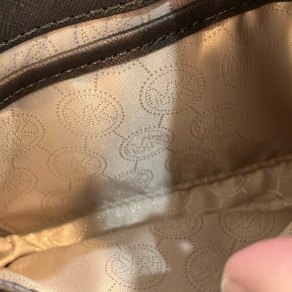 Rare Michael Kors Brown Saffiano Leather/ Gold, Adjustable Gold Chain Strap- New - Picture 11 of 13